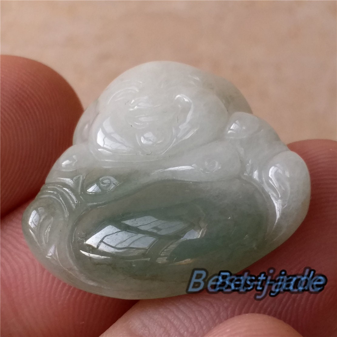 Grade A GreenJade ICE Jadeite Buddha Bead Hand Carved ,pendant Burma stone Type A Jadeit Anhänger