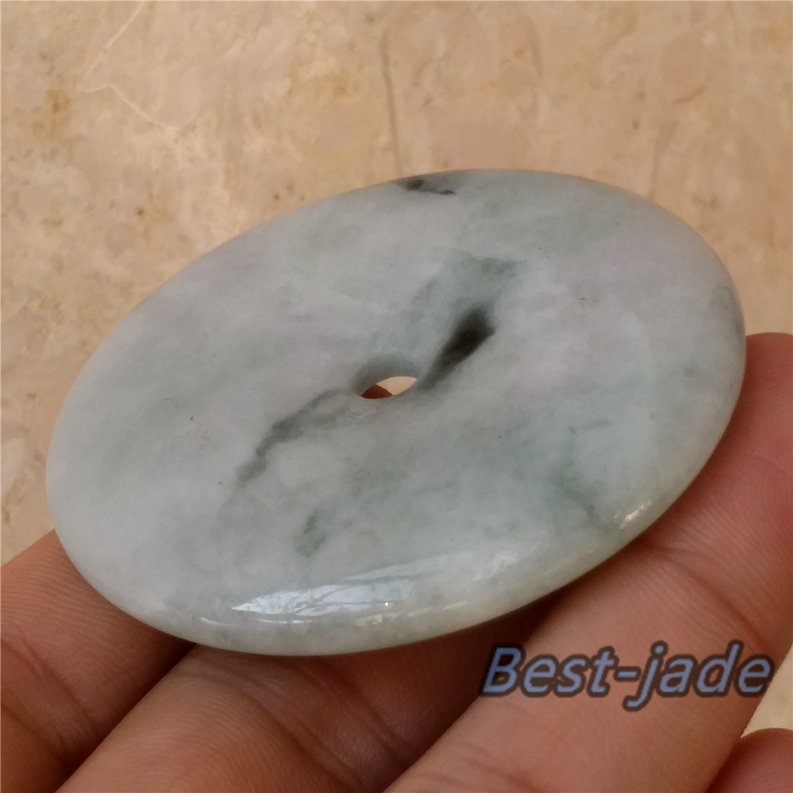 BIG Donut Special Grade A Jade Glass Jadeite man pendant necklace BEADS Disc Anhänger ice Gemstone Green jadeit Жадеит jadéite Lucky