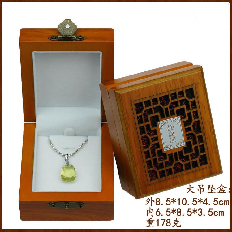 Solid wood Handmade Wooden Jewelry Box Treasure Storage Necklace Pendant Boxe Wholesale Case gaine Anhänger hanging jadeite boxes