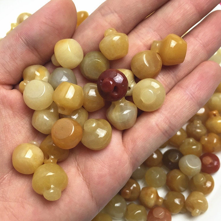 50pcs LOT Apple Chalcedony Natural Huanglong jade beads Ball Chinese DIY hand craft necklace chain Perle мяч капля conta 黄龙玉