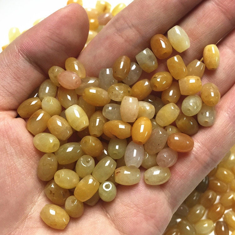 100PCS LOT 4*6mm Oval Chalcedony Natural Huanglong jade beads Ball Chinese DIY hand craft necklace chain Perle мяч капля conta 黄龙玉