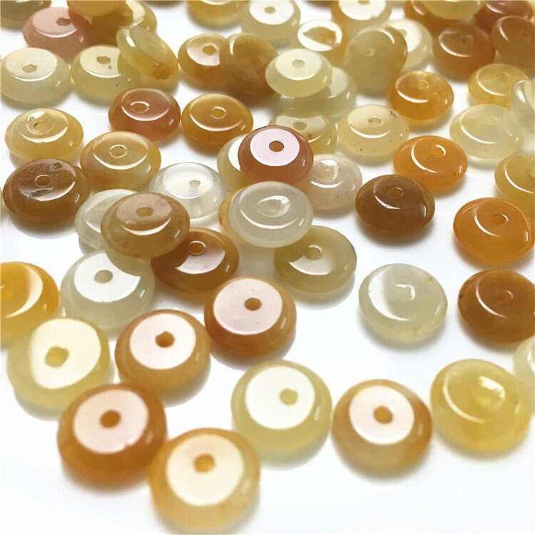 100PCS LOT Natural yellow jade beads Donut beaded DIY hand craft necklace chain Spacer jade Doughnut stone