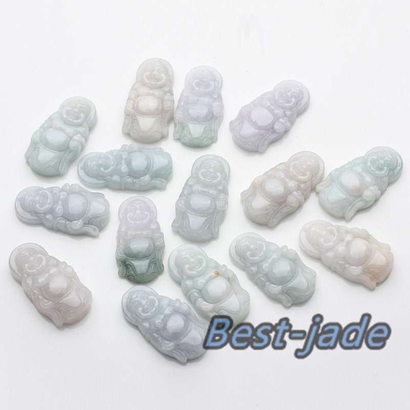 Grade A Jadeite Stand Buddha Joss pendant  Natural white green Grade A Stone Green Jade ICE Jadeite Myanmar jade Baby hang necklace