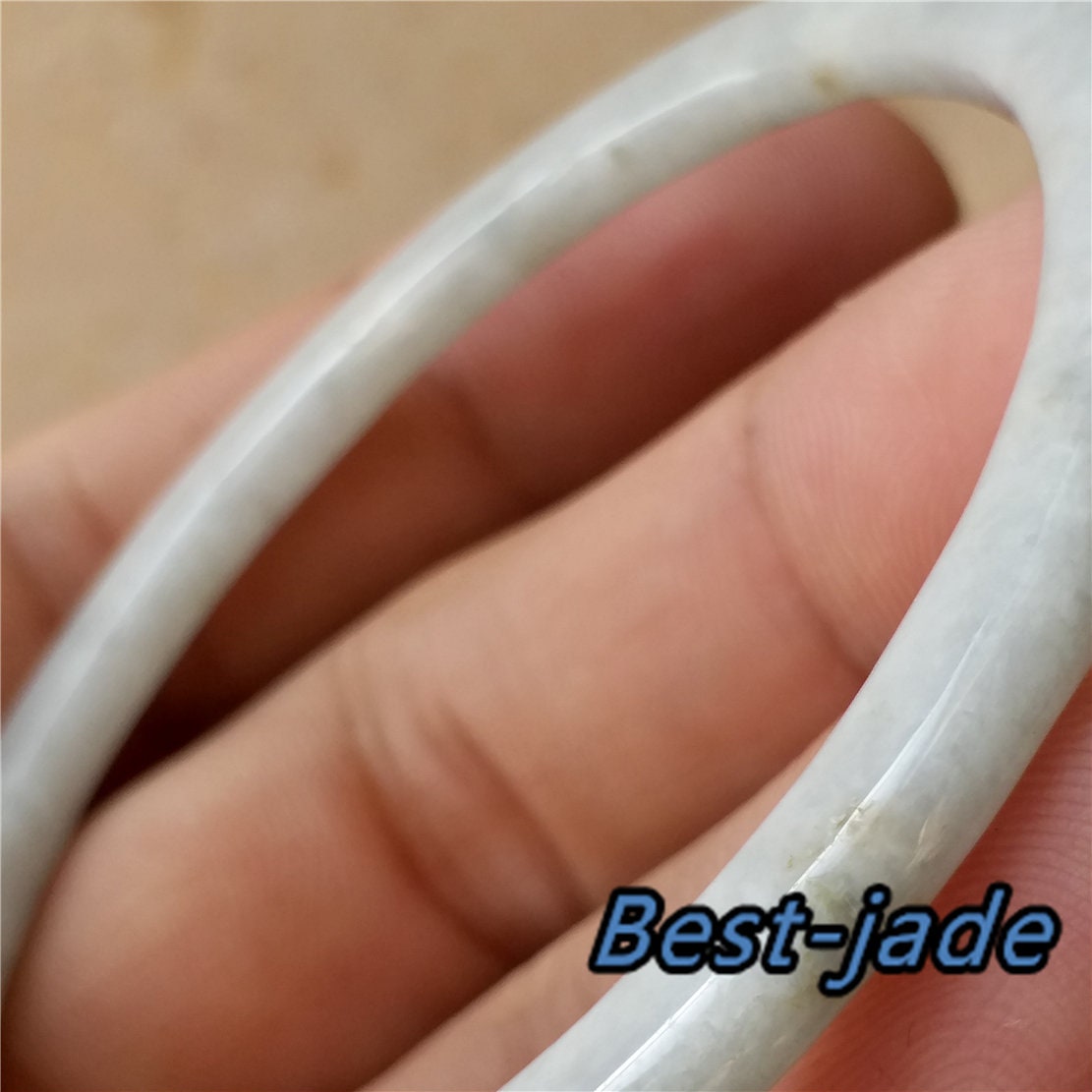 56.1mm Grade A Green Jade Thin Bangle Natural  Bracelet  Lady Girl Chain Jadeite Glass ICE A Burma Myanmar stone armreife Джейд Браслет 翡翠手镯