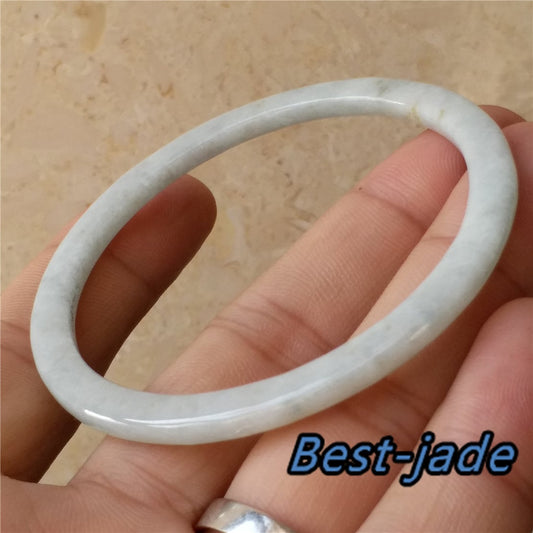 56.1mm Grade A Green Jade Thin Bangle Natural  Bracelet  Lady Girl Chain Jadeite Glass ICE A Burma Myanmar stone armreife Джейд Браслет 翡翠手镯