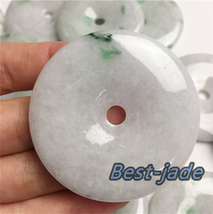 10 STÜCK Grade A Jade Lucky Donut Anhänger Natürliche Grüne Jade ICE Jadeit Burma Flache Rundheit Perlen Chinesisch geschnitzt, Myanmar Anhänger