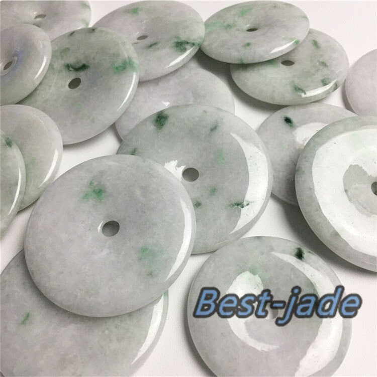 10 STÜCK Grade A Jade Lucky Donut Anhänger Natürliche Grüne Jade ICE Jadeit Burma Flache Rundheit Perlen Chinesisch geschnitzt, Myanmar Anhänger