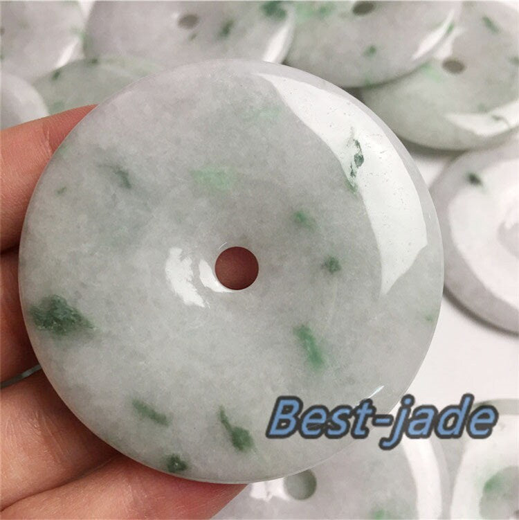 10 STÜCK Grade A Jade Lucky Donut Anhänger Natürliche Grüne Jade ICE Jadeit Burma Flache Rundheit Perlen Chinesisch geschnitzt, Myanmar Anhänger