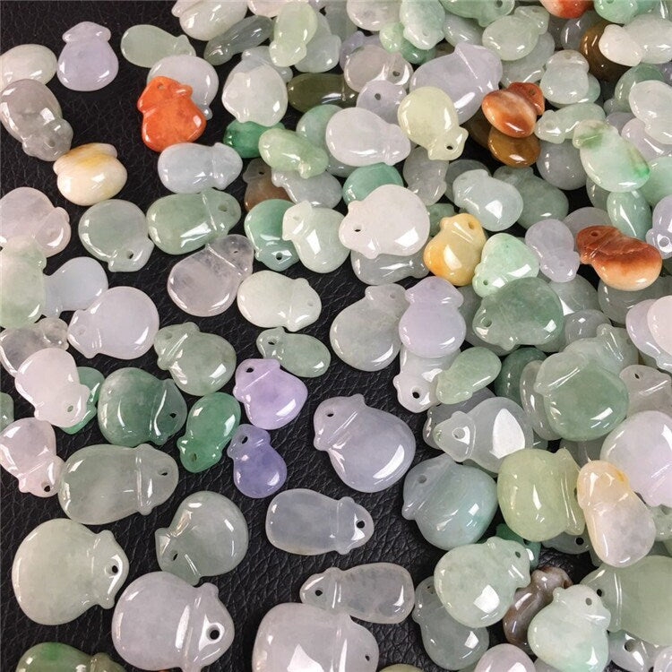 100PCS 10*8mm Grade A jade Wallet shape Type A stone ICY Jade Burma green Jadeite Beads Perle Baby pendant Myanmar glass Jadeit 翡翠A货