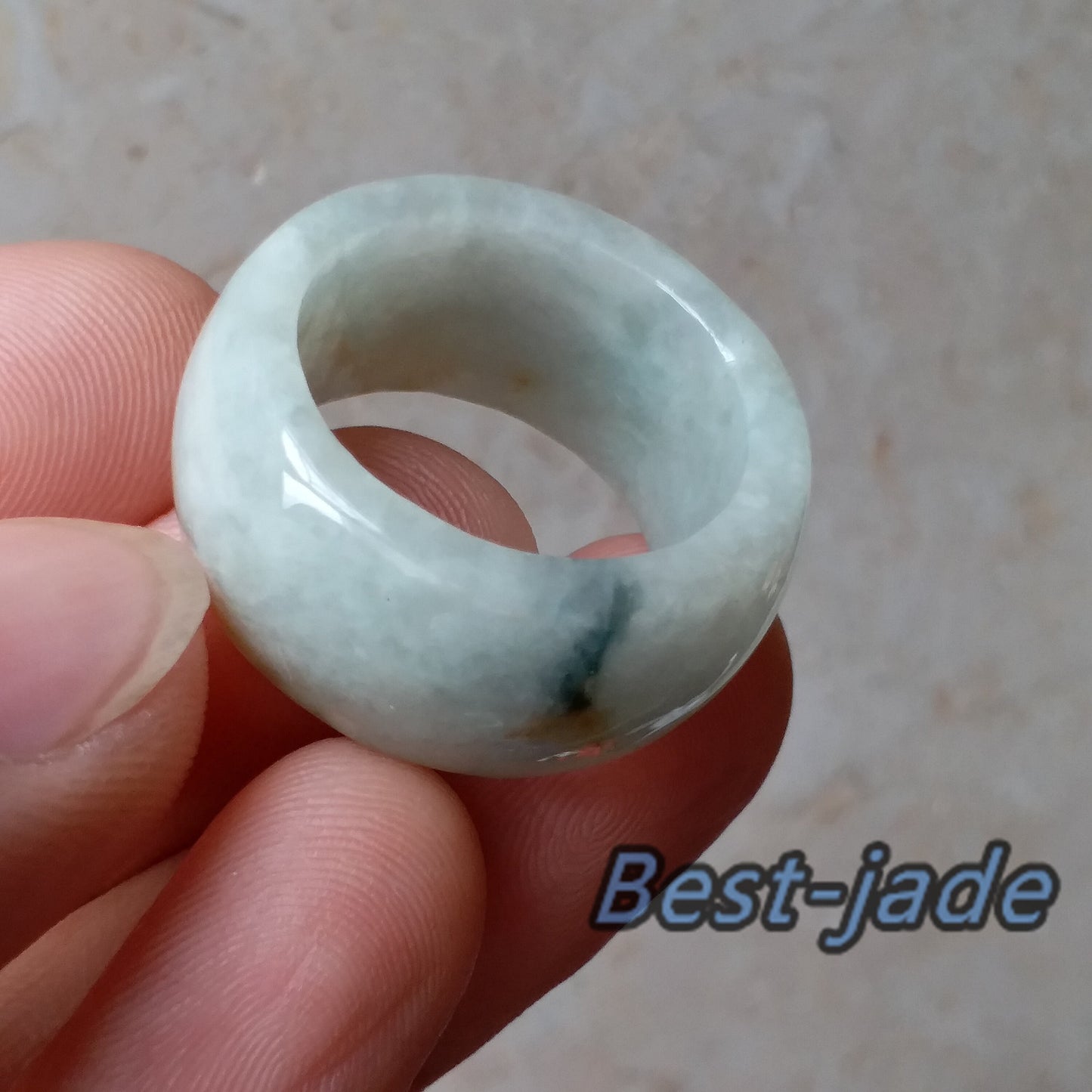 20.9mm Grade A jade Wide Band Ring  Natural Real Jadeite Hand carved bead Green gemstone Burma Man jadeware men's rings Type A stone