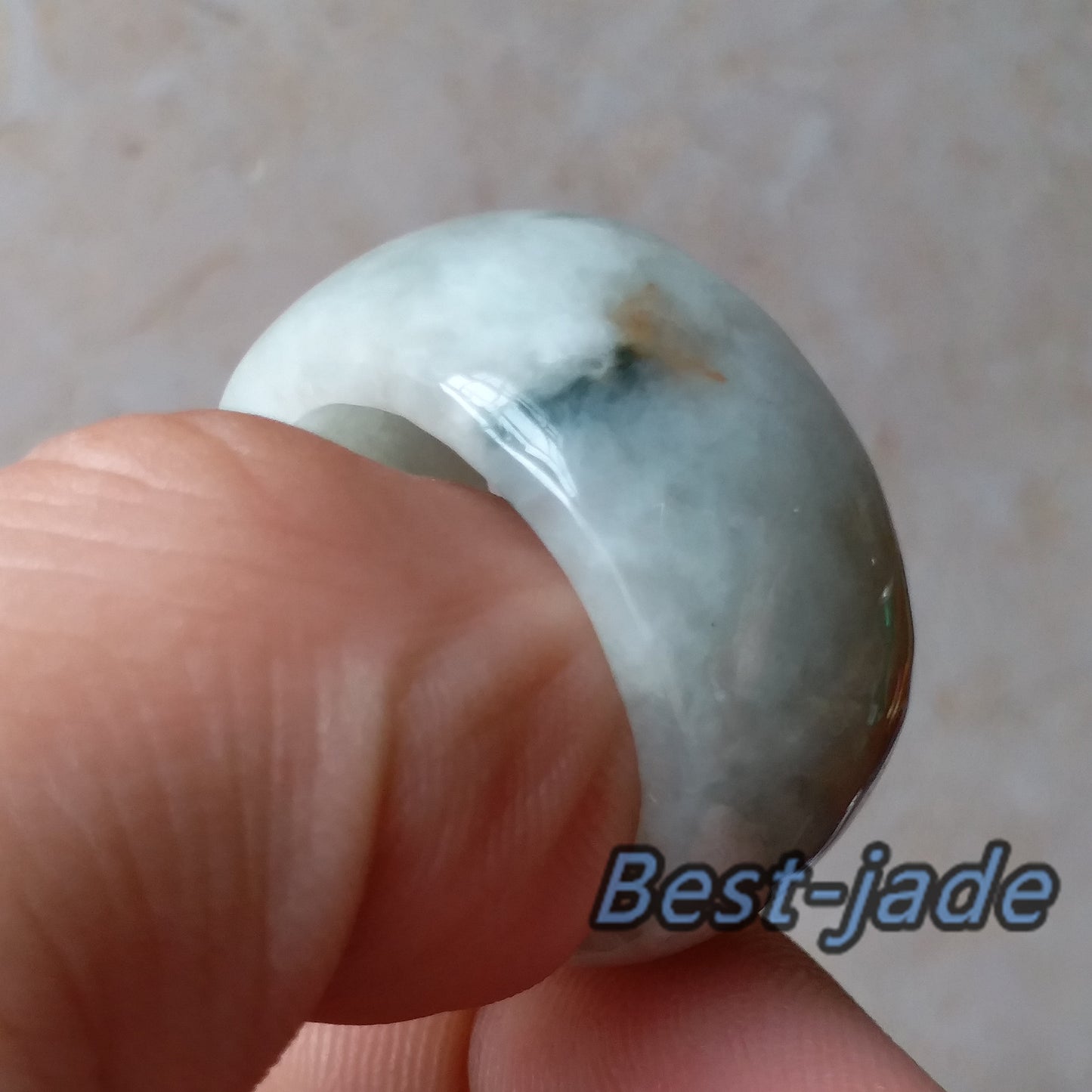 20.9mm Grade A jade Wide Band Ring  Natural Real Jadeite Hand carved bead Green gemstone Burma Man jadeware men's rings Type A stone