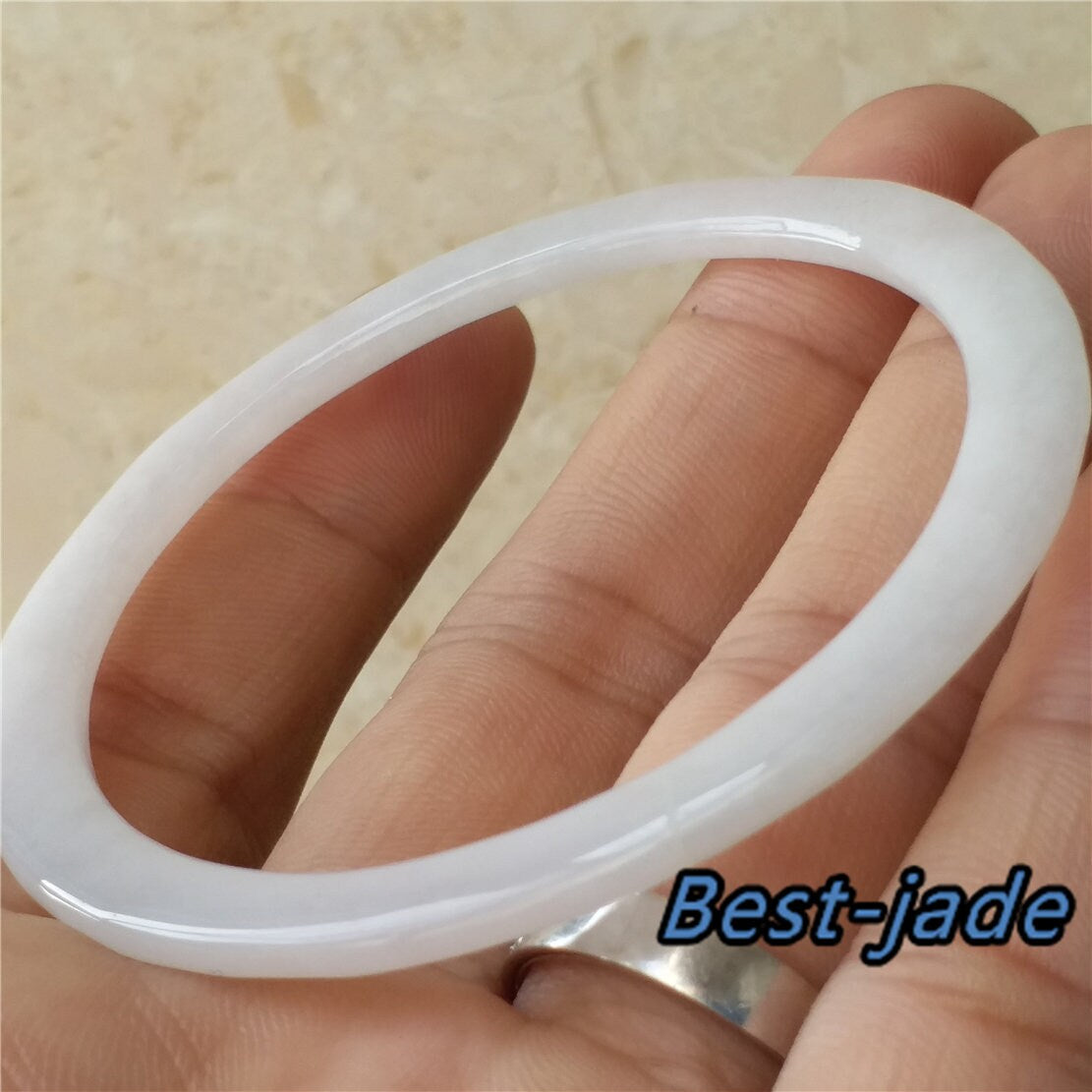 54.6mm Grade A Green ICE Jade Thin Bangle Natural Bracelet Lady Girl Chain Jadeite Burma Myanmar A anklet armreife Джейд Браслет 翡翠A货手镯