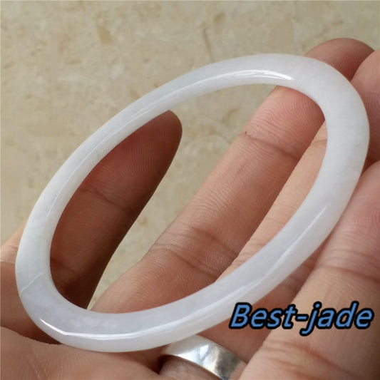 54.6mm Grade A Green ICE Jade Thin Bangle Natural Bracelet Lady Girl Chain Jadeite Burma Myanmar A anklet armreife Джейд Браслет 翡翠A货手镯