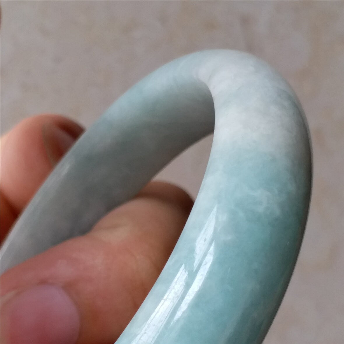 55.6mm Light green Grade A jade Natural Jade Hand carved  Bangle Bracelet  Lady Chain Jadeite Type A stone armreife Джейд браслеты 翡翠手镯