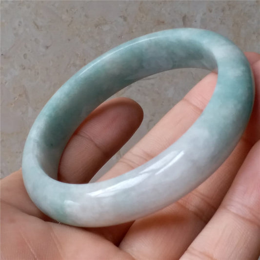 58,9 mm hellgrüner natürlicher Jade der Güteklasse A, handgeschnitztes Armband, Armreif, Damenkette, Jadeit, Typ A-Stein, Armreife