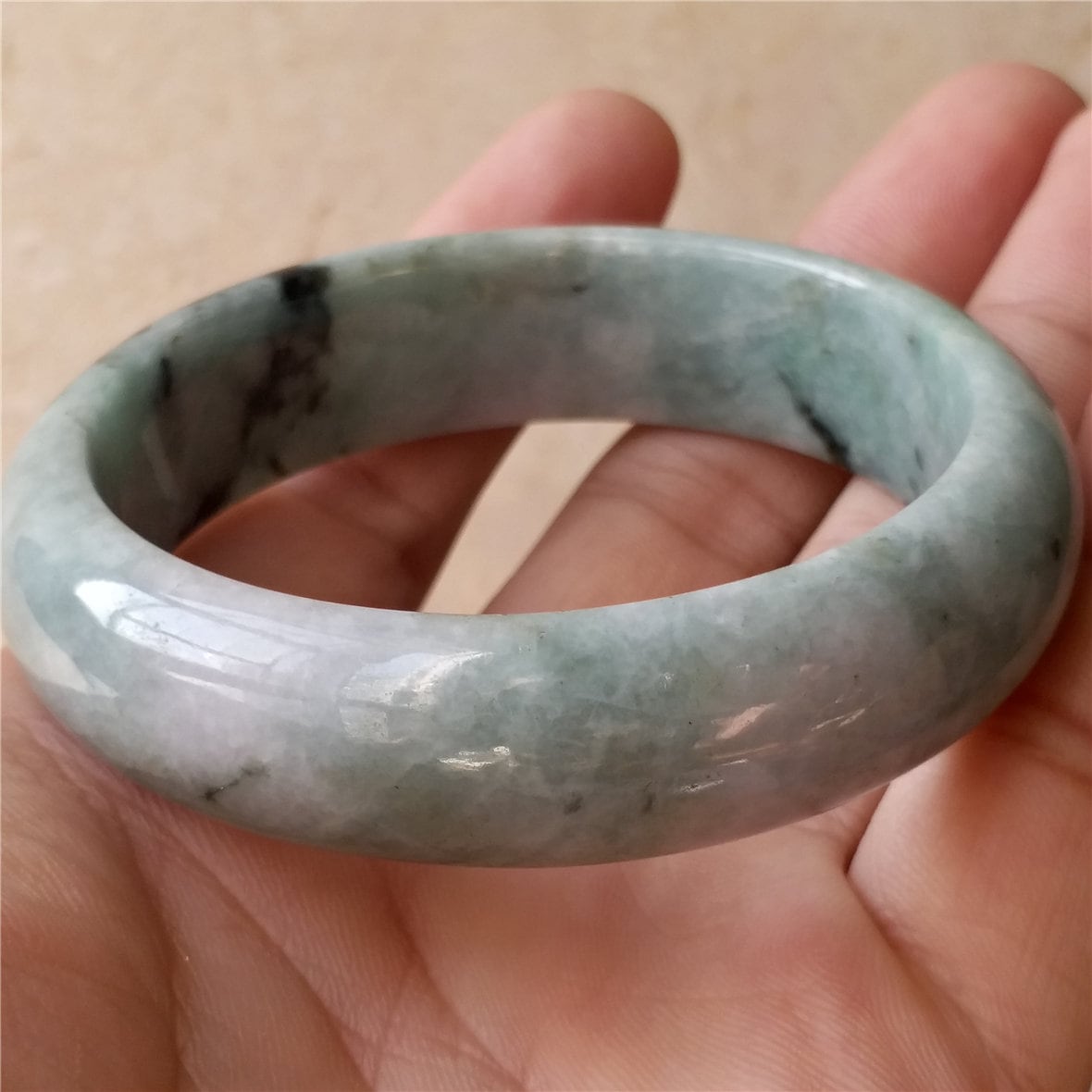 55.7mm Light green Grade A Natural Jade Hand carved Wristband Bangle Bracelet  Girl Chain Jadeite Ice A stone armreife Джейд pulsera 翡翠手镯