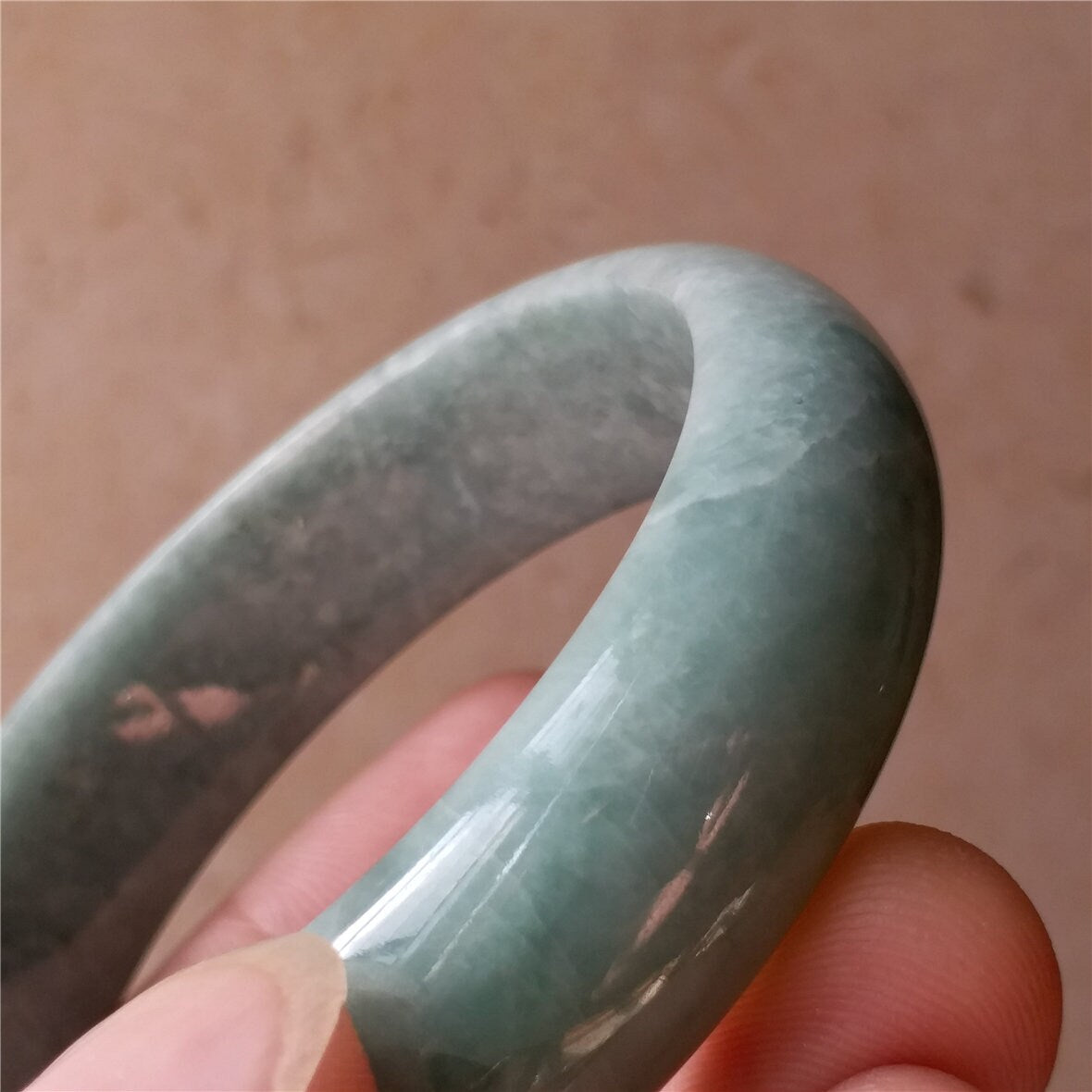 55.5mm Light green Grade A Natural Jade Hand carved Wristband Bangle Bracelet  Lady Chain Jadeite Ice A stone armreife Джейд Браслет 翡翠手镯