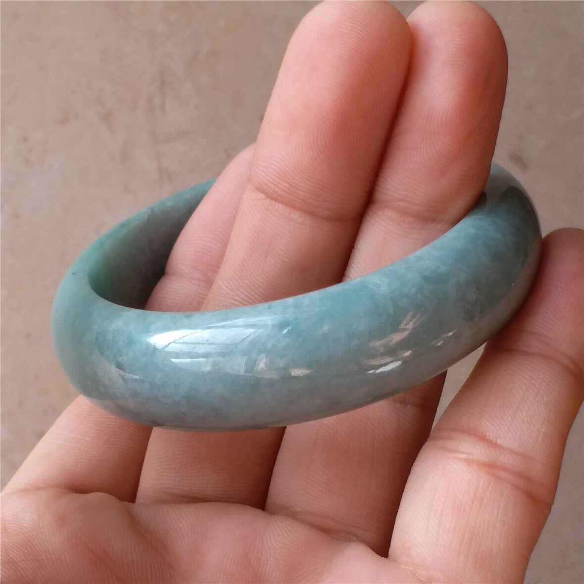 55.5mm Light green Grade A Natural Jade Hand carved Wristband Bangle Bracelet  Lady Chain Jadeite Ice A stone armreife Джейд Браслет 翡翠手镯