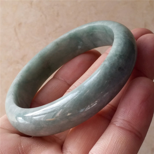 55.4mm Light green Grade A Natural Jade Hand carved Wristband Bangle Bracelet  Lady Chain Jadeite Type A stone armreife Джейд Браслет 翡翠手镯