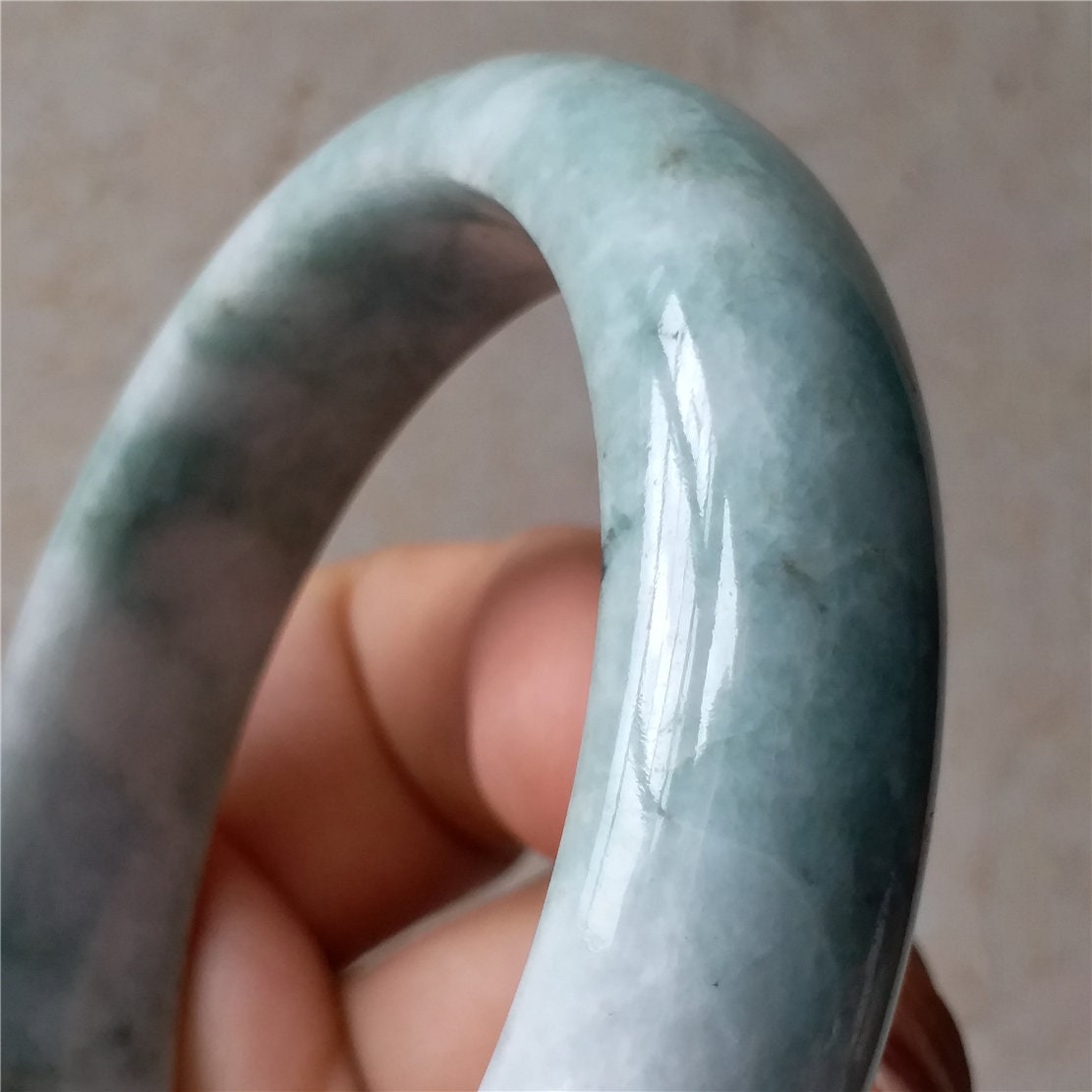 58,5 mm hellgrüne Jade der Güteklasse A, natürliche Jade, handgeschnitzter Armreif, Damenkette, Jadeit, Typ A-Stein, armreife Armbänder