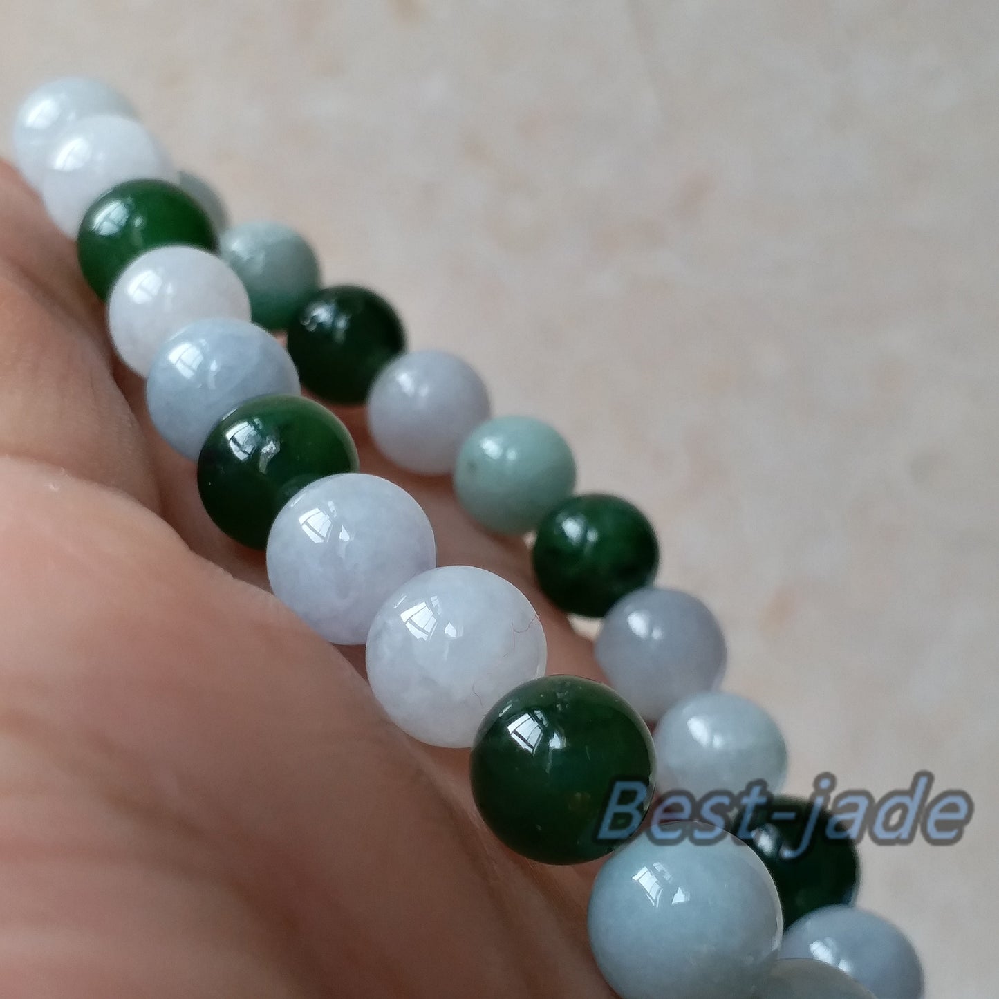 8mm Genuine Nephrite and Jadeite  Grade Apple Green Canadian Jade Beads Bangle Bracelet Pounamu  NZ Jade Jasper Ball Woman lady kid chain