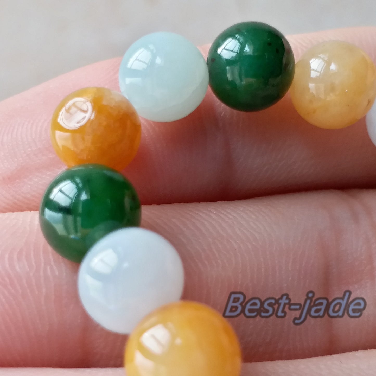 Beautiful 8mm Nephrite Jadeite and Yellow jade  Grade A  Green Canadian Jade Beads Bangle Bracelet Pounamu NZ Jade  Ball lady kid chain