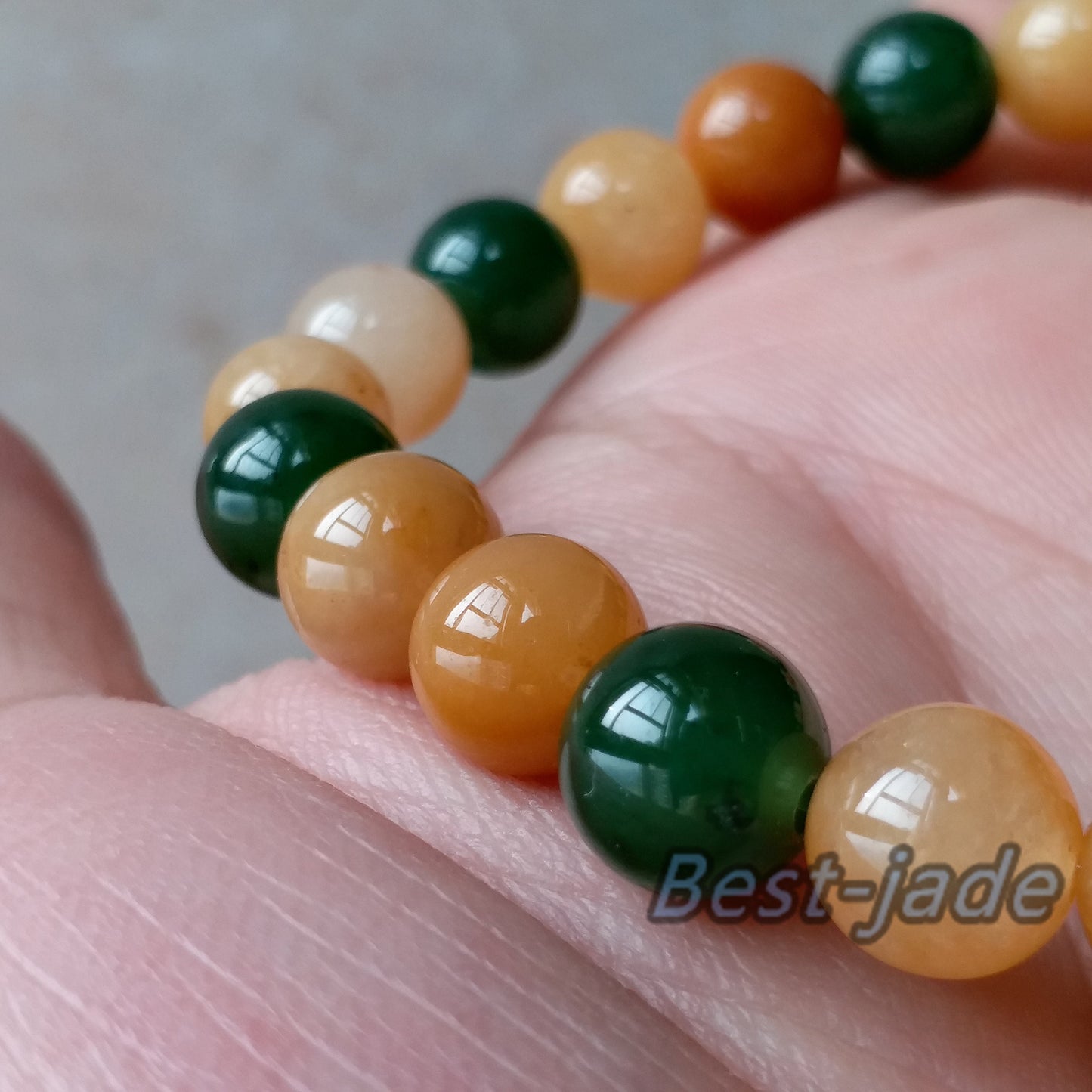 Nephrite and Yellow jade 6mm Grade A  Green Canadian Jade Beads Bangle Bracelet Pounamu NZ Jade Jasper Ball Womrn lady kid chain