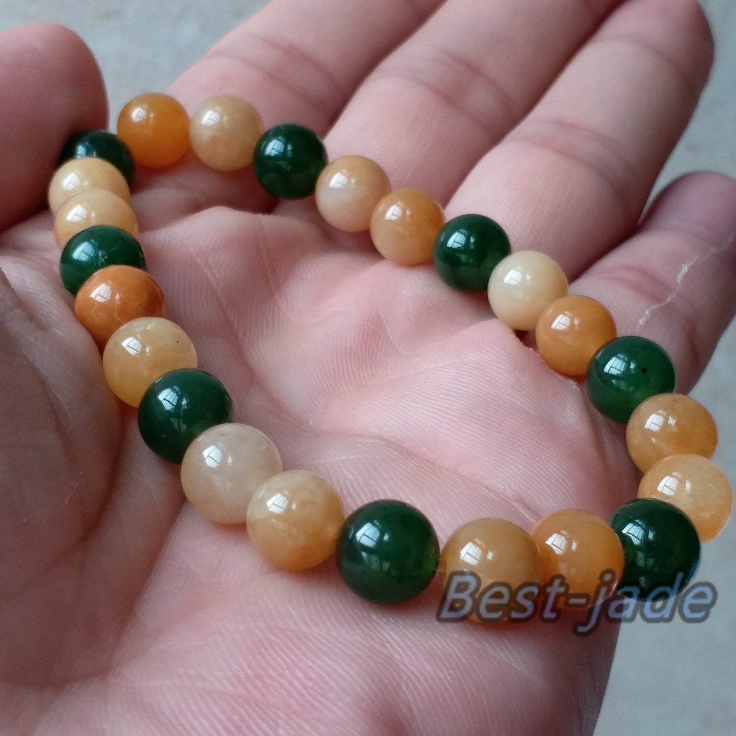 Nephrite and Yellow jade 6mm Grade A  Green Canadian Jade Beads Bangle Bracelet Pounamu NZ Jade Jasper Ball Womrn lady kid chain