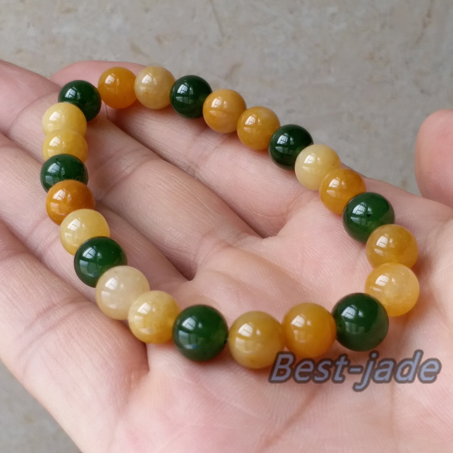 Nephrite and Yellow jade 6mm Grade A  Green Canadian Jade Beads Bangle Bracelet Pounamu NZ Jade Jasper Ball Womrn lady kid chain