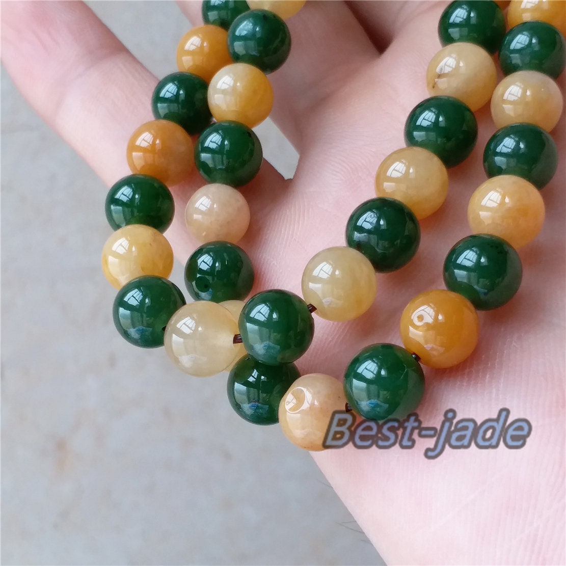 10 mm Nephrit und gelbe Jade, Güteklasse A, grüne kanadische Jade-Perlen, Halskette, Armband, Pounamu, NZ, Jade-Jaspis, Kugel, Parure, Damen-Kettenkette für Damen