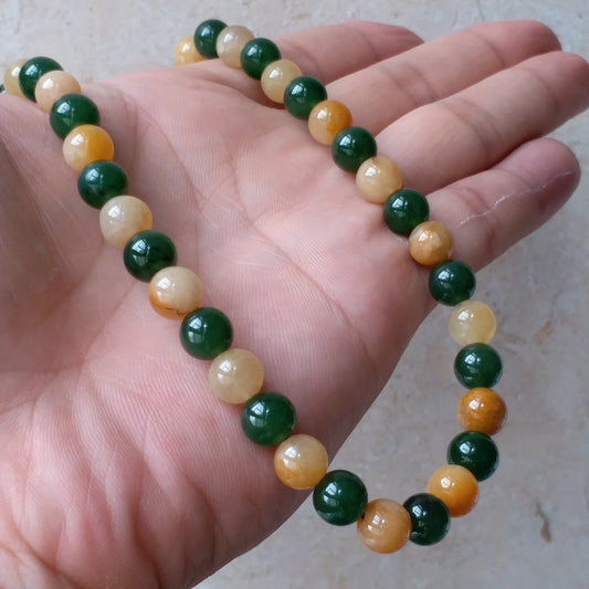 10mm Nephrite and Yellow jade  Grade A  Green Canadian Jade Beads Necklace Bracelet Pounamu NZ Jade Jasper Ball Parure  Womrn lady kid chain