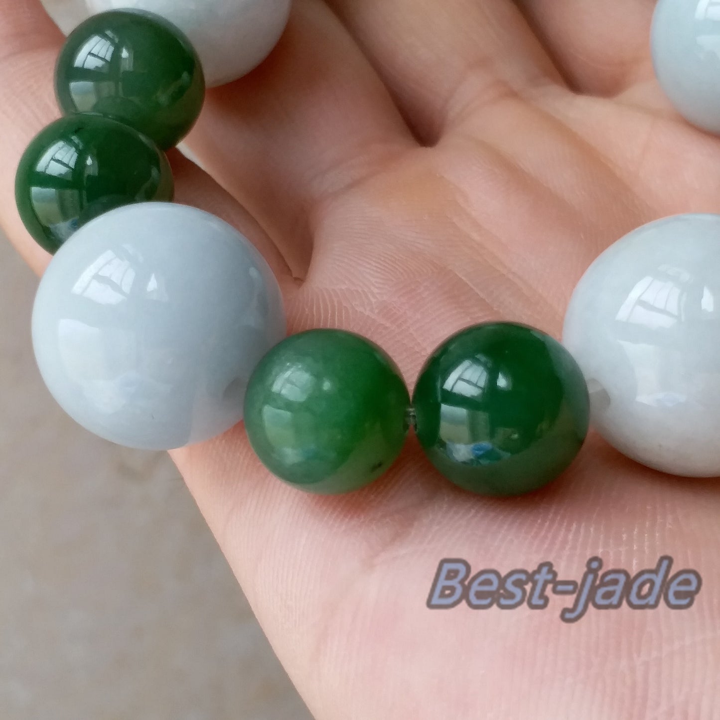 17mm Nephrite and Jadeite  Grade Apple Green Canadian Jade Beads Bangle Bracelet Pounamu  NZ Jasper Ball Womrn lady kid chain