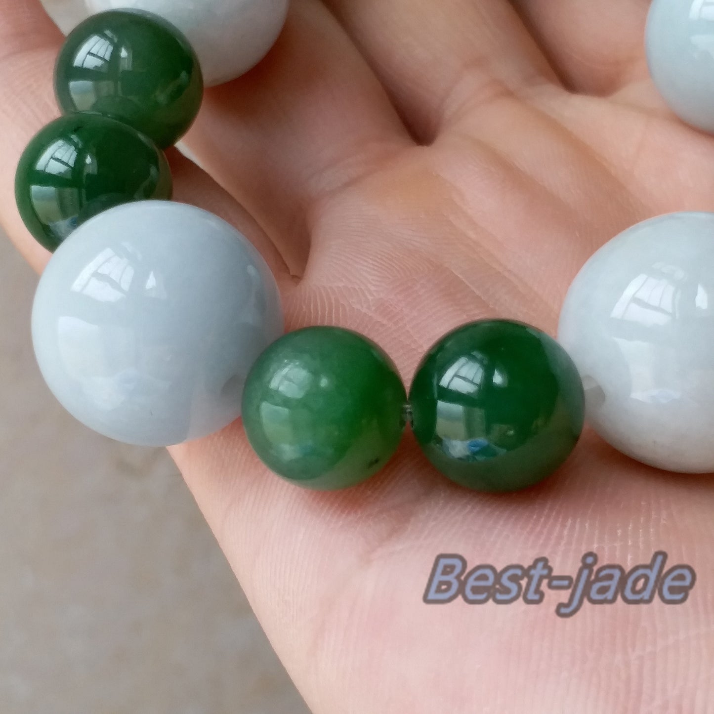 New style Nephrite and Jadeite 17mm Grade Apple Green Canadian Jade Beads Bangle Bracelet Pounamu  NZ Jade BC Jasper Ball Woman lady man