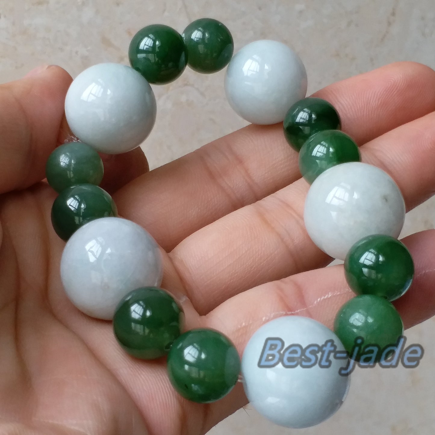 17mm Nephrite and Jadeite  Grade Apple Green Canadian Jade Beads Bangle Bracelet Pounamu  NZ Jasper Ball Womrn lady kid chain