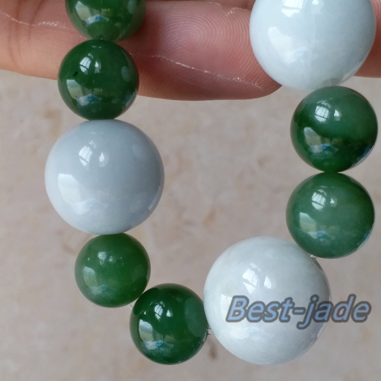 New style Nephrite and Jadeite 17mm Grade Apple Green Canadian Jade Beads Bangle Bracelet Pounamu  NZ Jade BC Jasper Ball Woman lady man