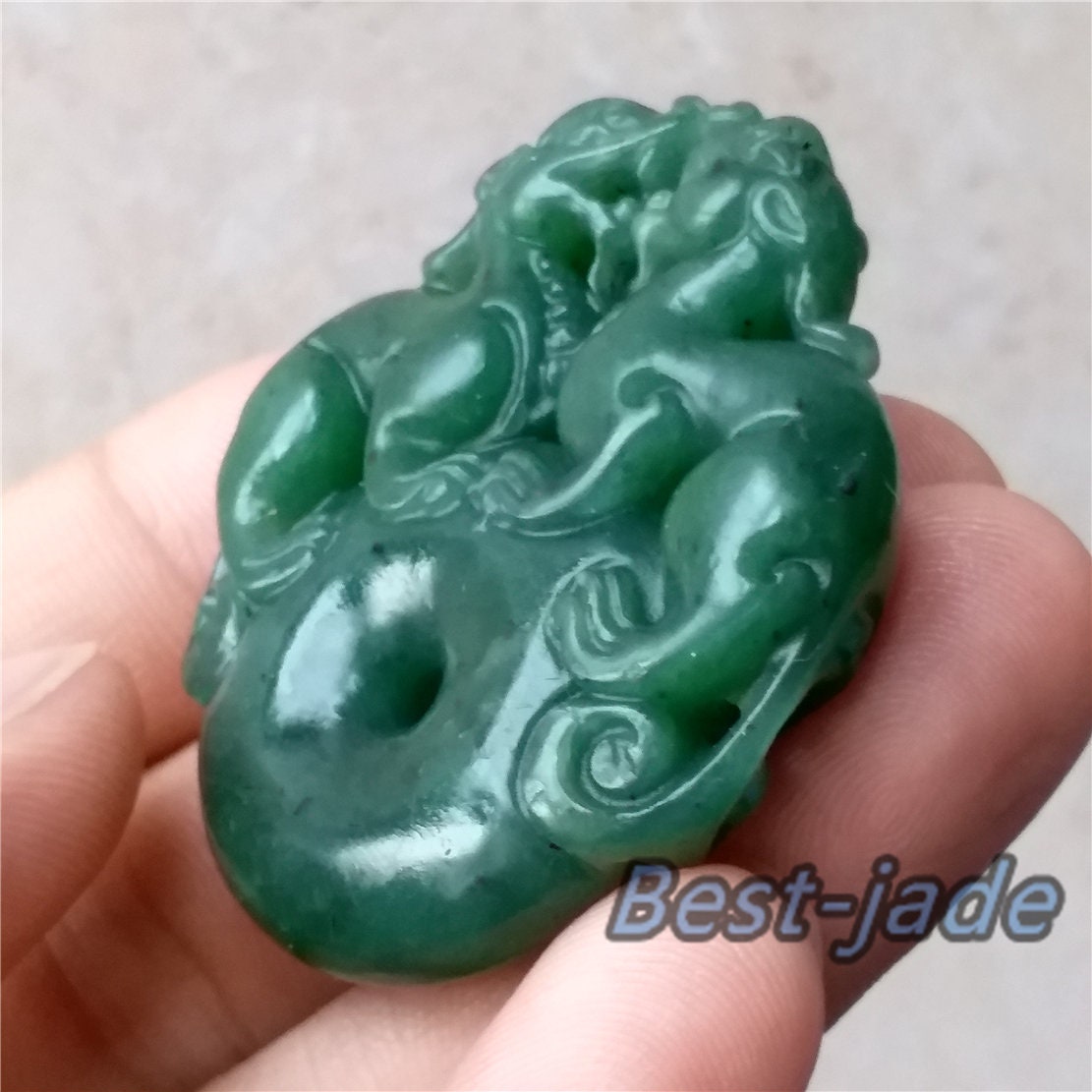 Green Canadian jade Pixiu Dragon Pendant Greenstone Nephrite jasper Pounamu