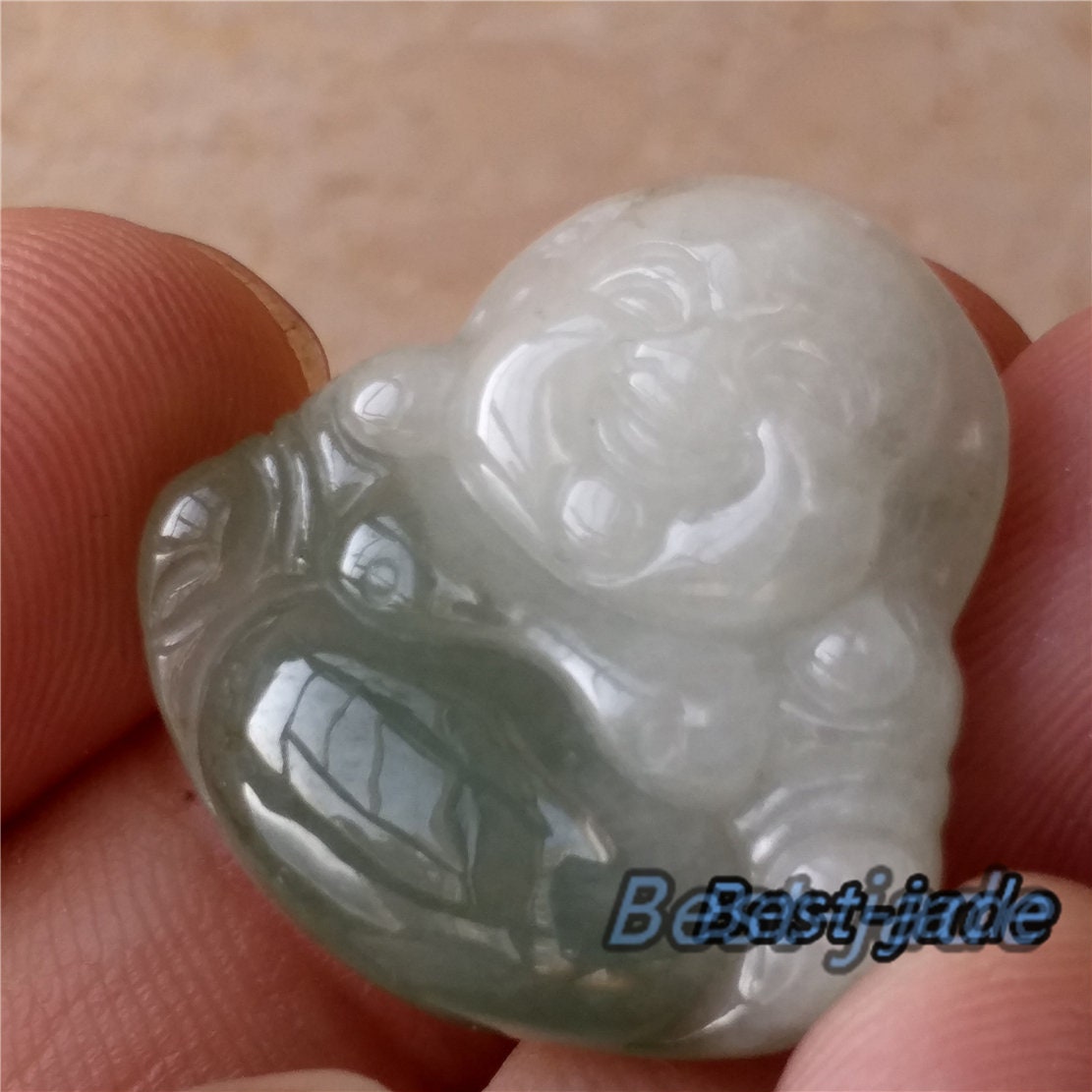 Grade A GreenJade ICE Jadeite Buddha Bead Hand Carved ,pendant Burma stone Type A Jadeit Anhänger