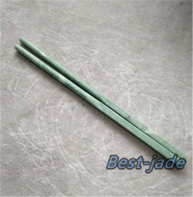 1pairs Natural Chinese jade handmake chopsticks Green jade Birthday gift