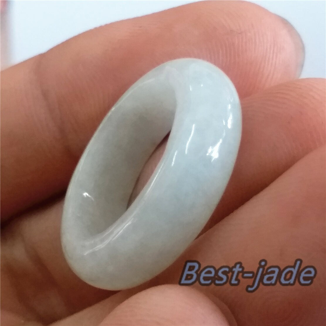 17.6mm Grade A jade Narrow Band Ring  Natural Real Jadeite Hand carved bead Green gemstone Burma jade Type A stone 062