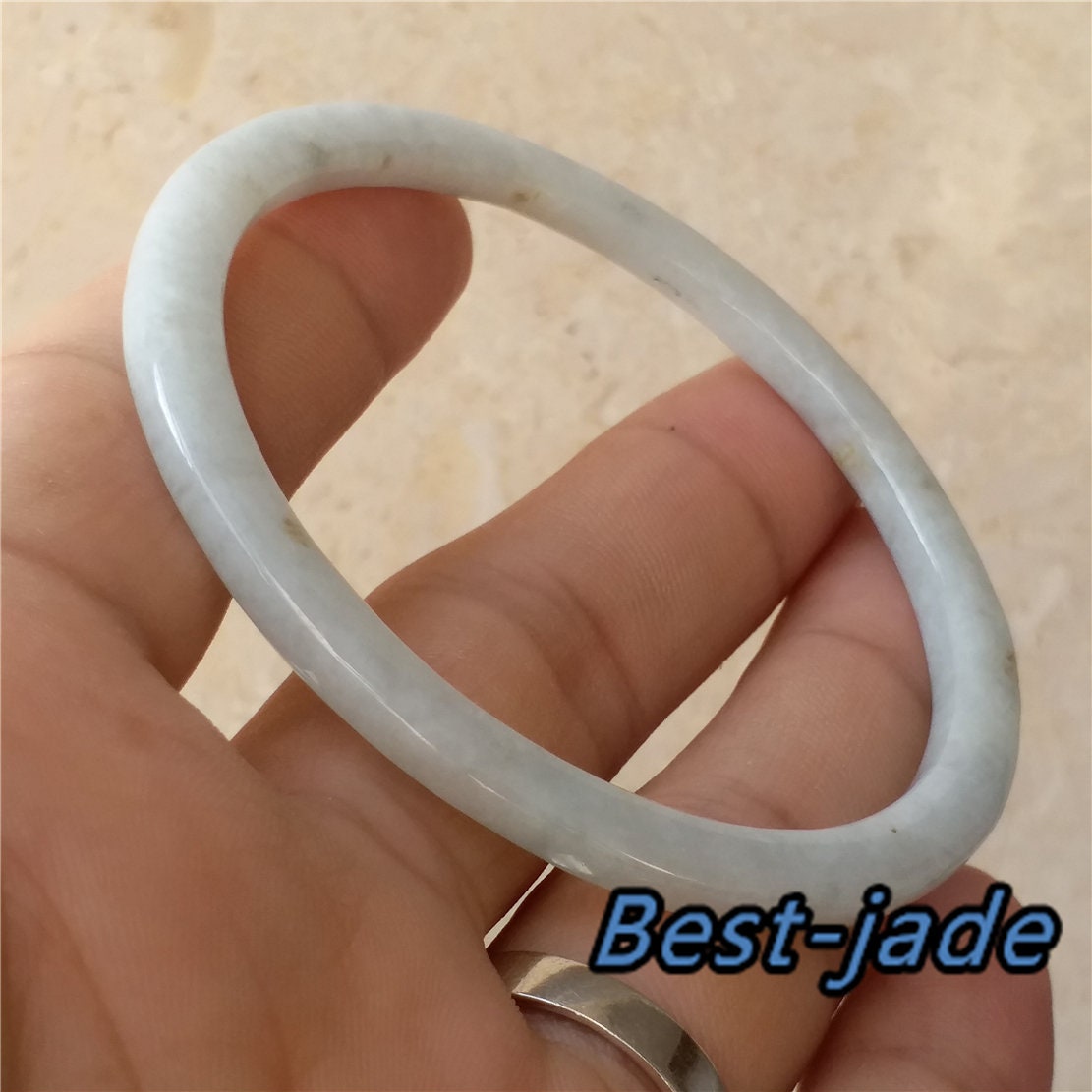 56.1mm Grade A Green Jade Thin Bangle Natural  Bracelet  Lady Girl Chain Jadeite Glass ICE A Burma Myanmar stone armreife Джейд Браслет 翡翠手镯