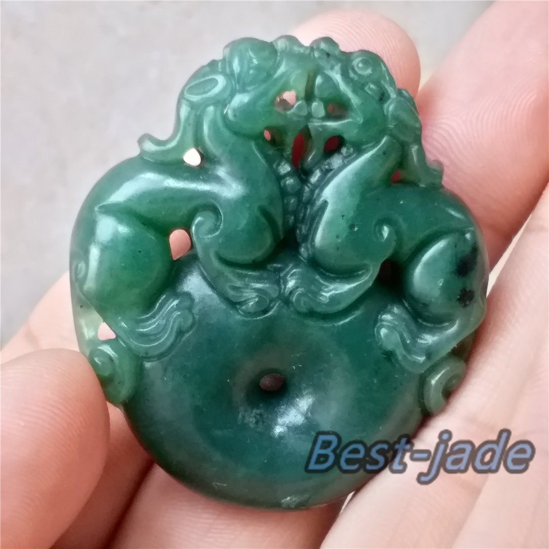 Green Canadian jade Pixiu Dragon Pendant Greenstone Nephrite jasper Pounamu