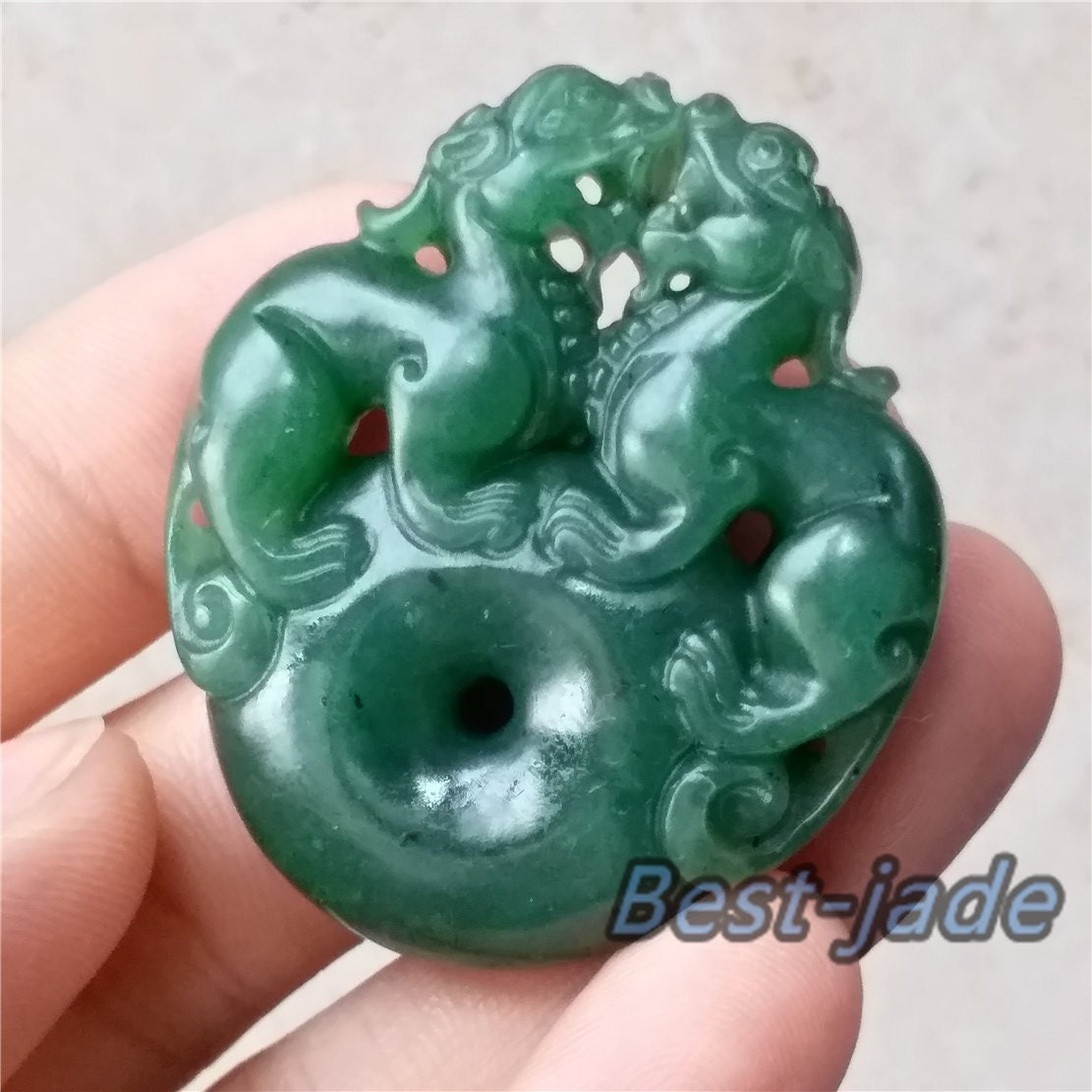 Green Canadian jade Pixiu Dragon Pendant Greenstone Nephrite jasper Pounamu