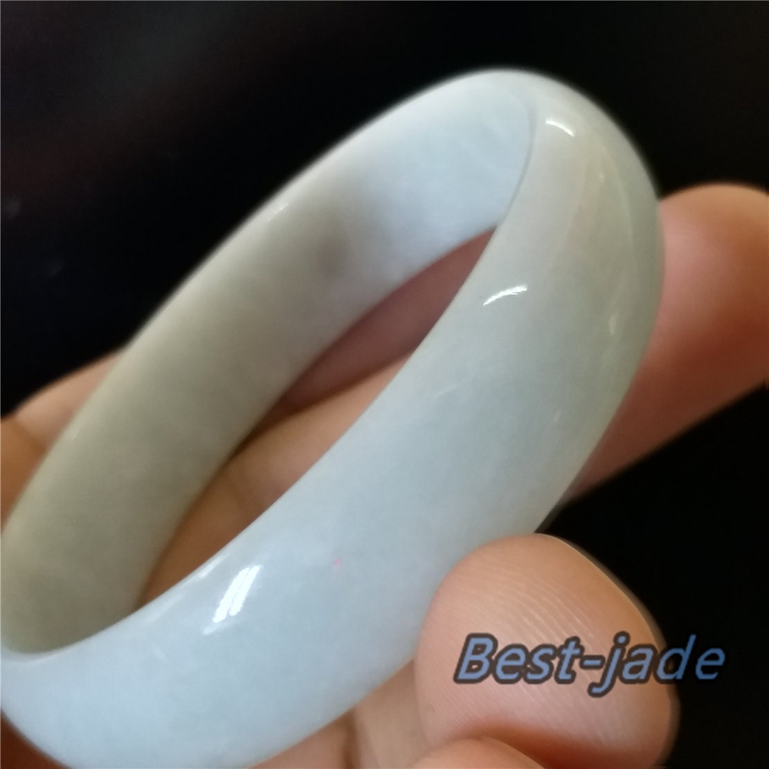 53.9mm Natural Burma Jadeite Genuine Green Grade A ICE Jade Flat Bangle Lady Bracelet Girl Chain 翡翠A货手镯 090