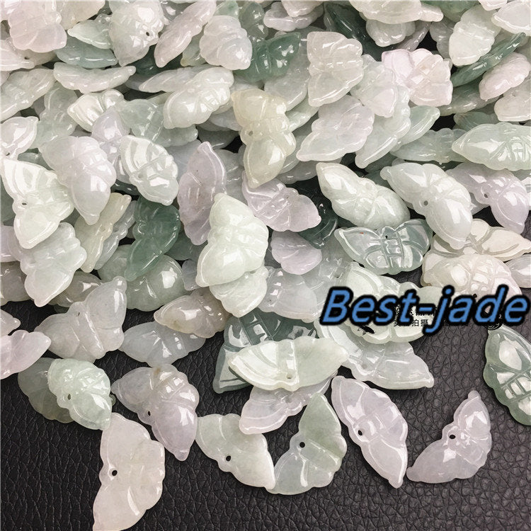 10pcs  Butterfly Grade A Jade Natural ICE Jadeite Burma jade Hand Carved Lady baby necklace