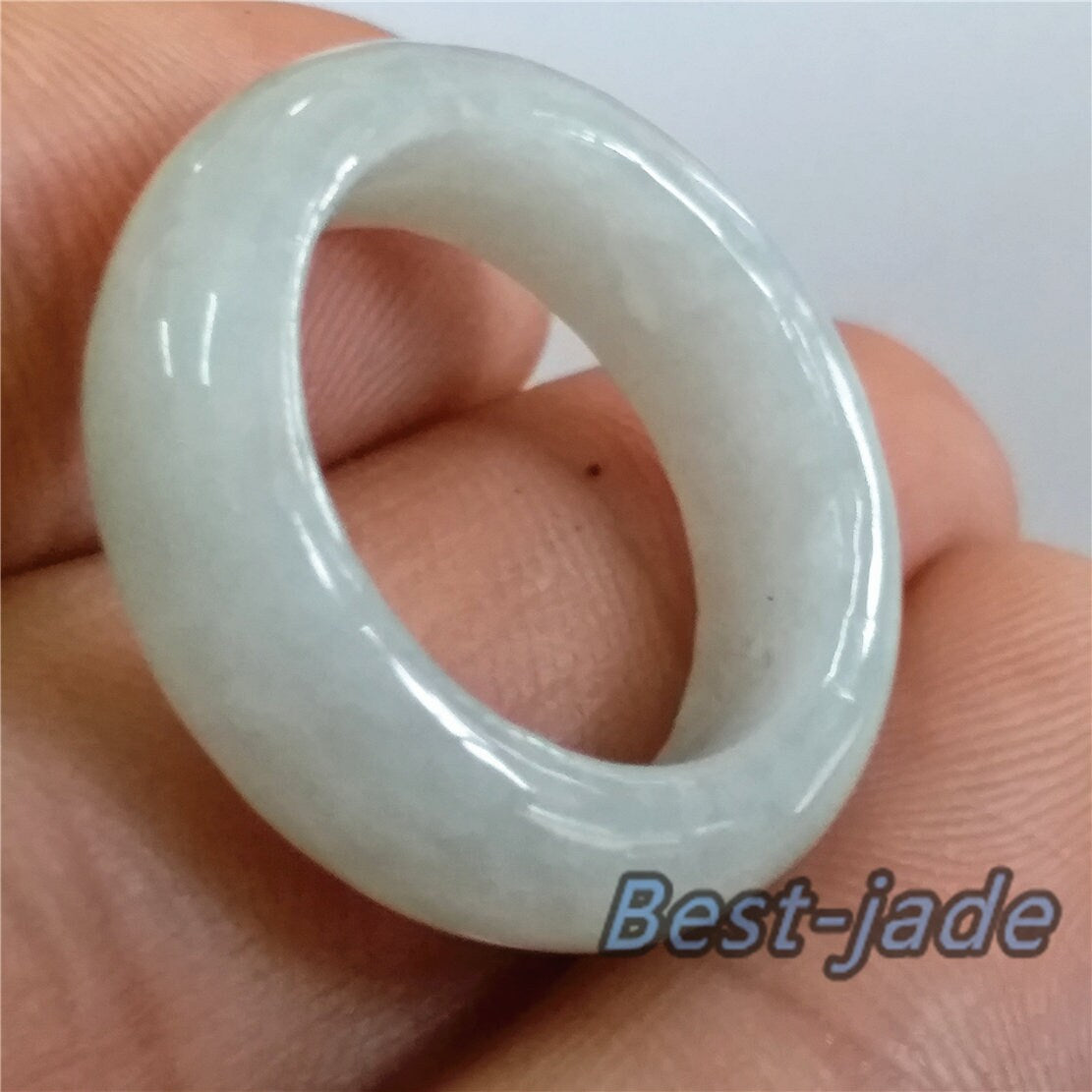 17.6mm Grade A jade Narrow Band Ring  Natural Real Jadeite Hand carved bead Green gemstone Burma jade Type A stone 062