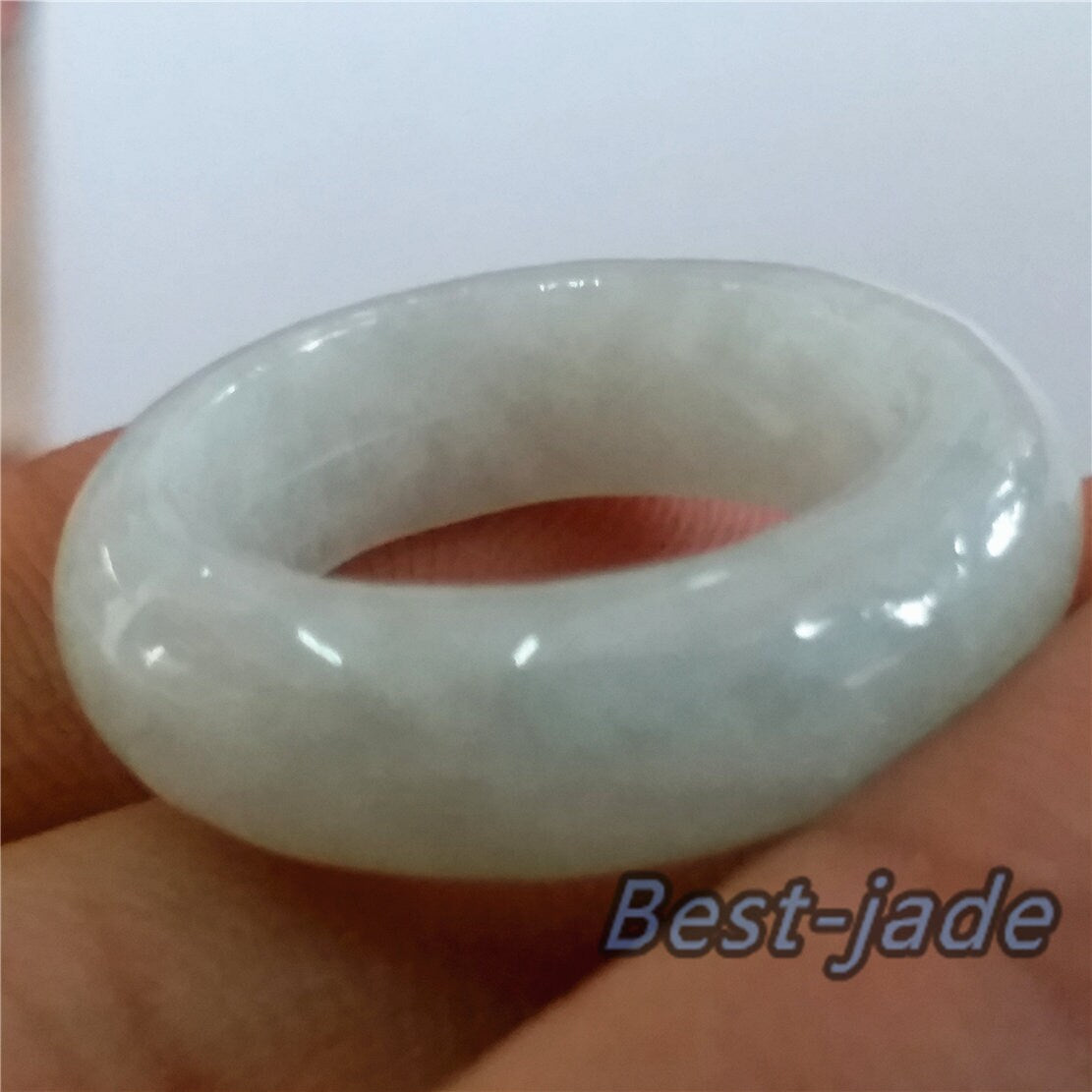 17.6mm Grade A jade Narrow Band Ring  Natural Real Jadeite Hand carved bead Green gemstone Burma jade Type A stone 062