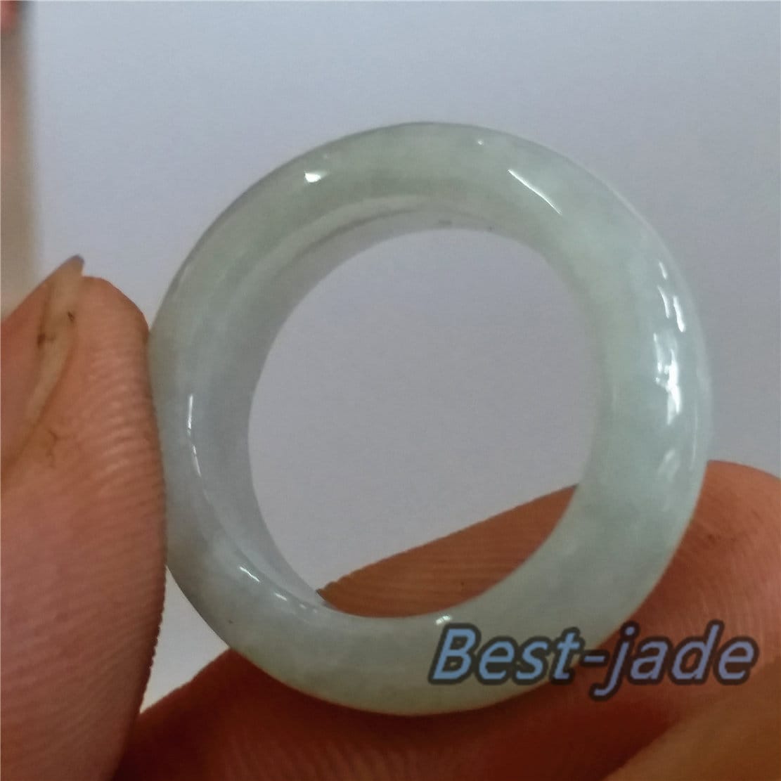 17.6mm Grade A jade Narrow Band Ring  Natural Real Jadeite Hand carved bead Green gemstone Burma jade Type A stone 062