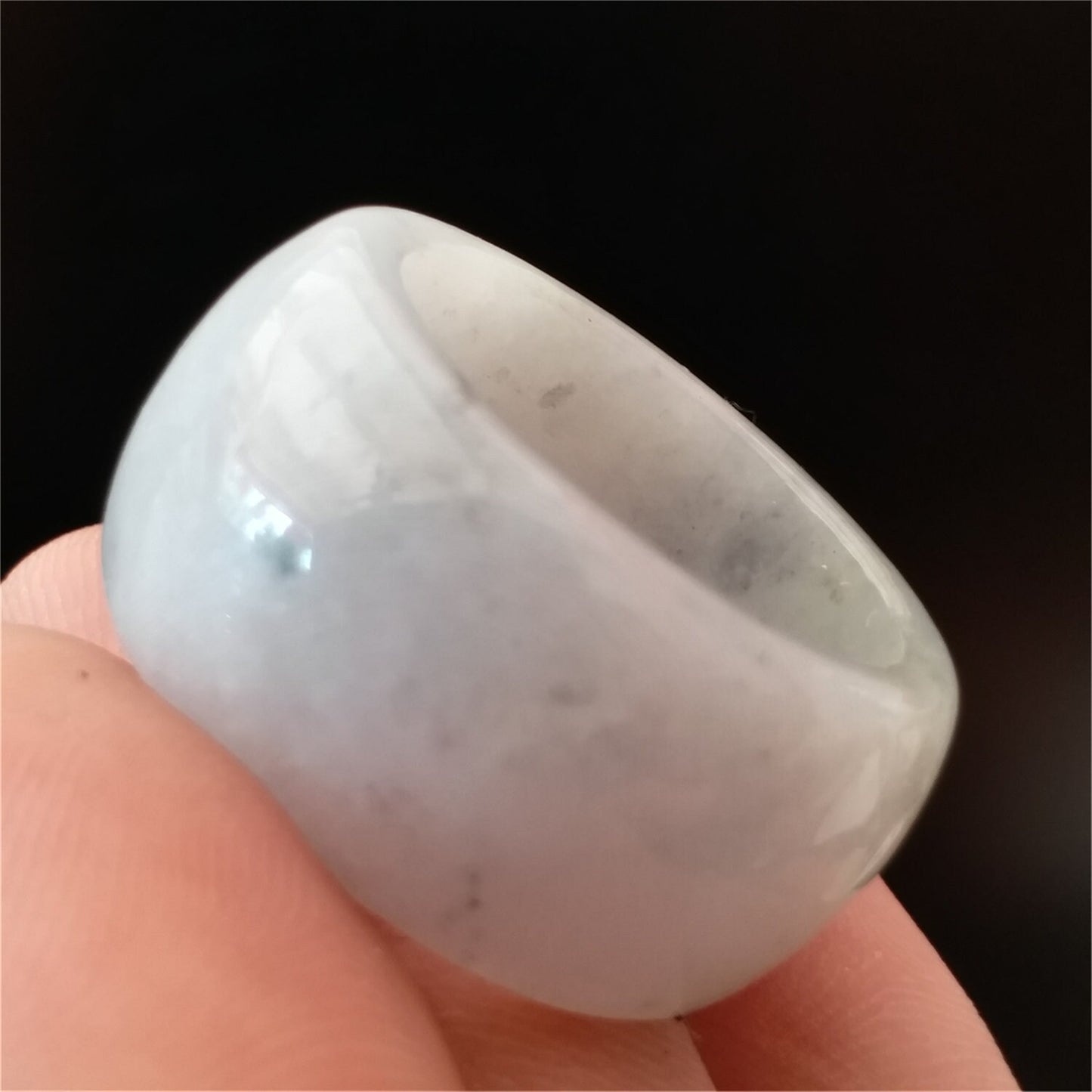 Size 12 Burma jade wide Band Ring  Natural Real Jadeite Hand carved bead Ice gemstone White Grade A  jade  Type A stone Feitsui beads 091