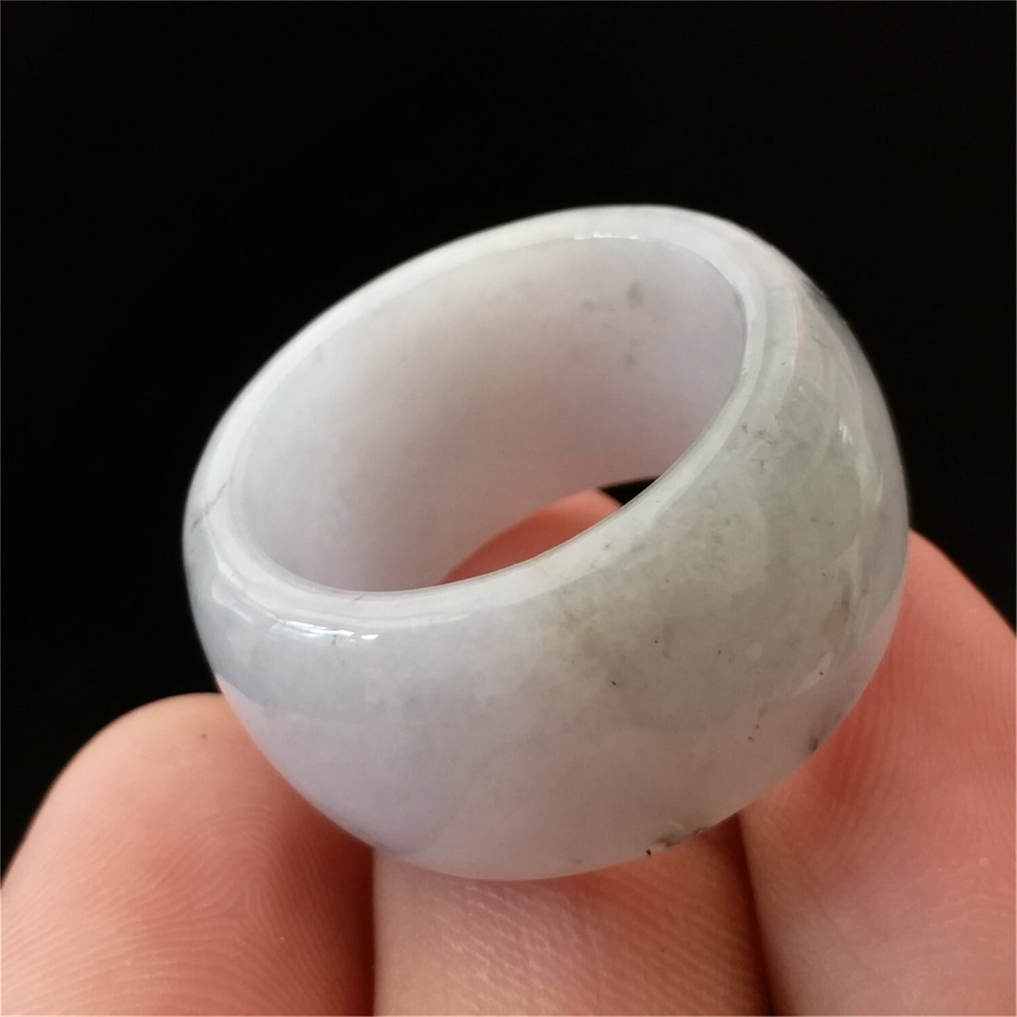 Size 12 Burma jade wide Band Ring  Natural Real Jadeite Hand carved bead Ice gemstone White Grade A  jade  Type A stone Feitsui beads 091