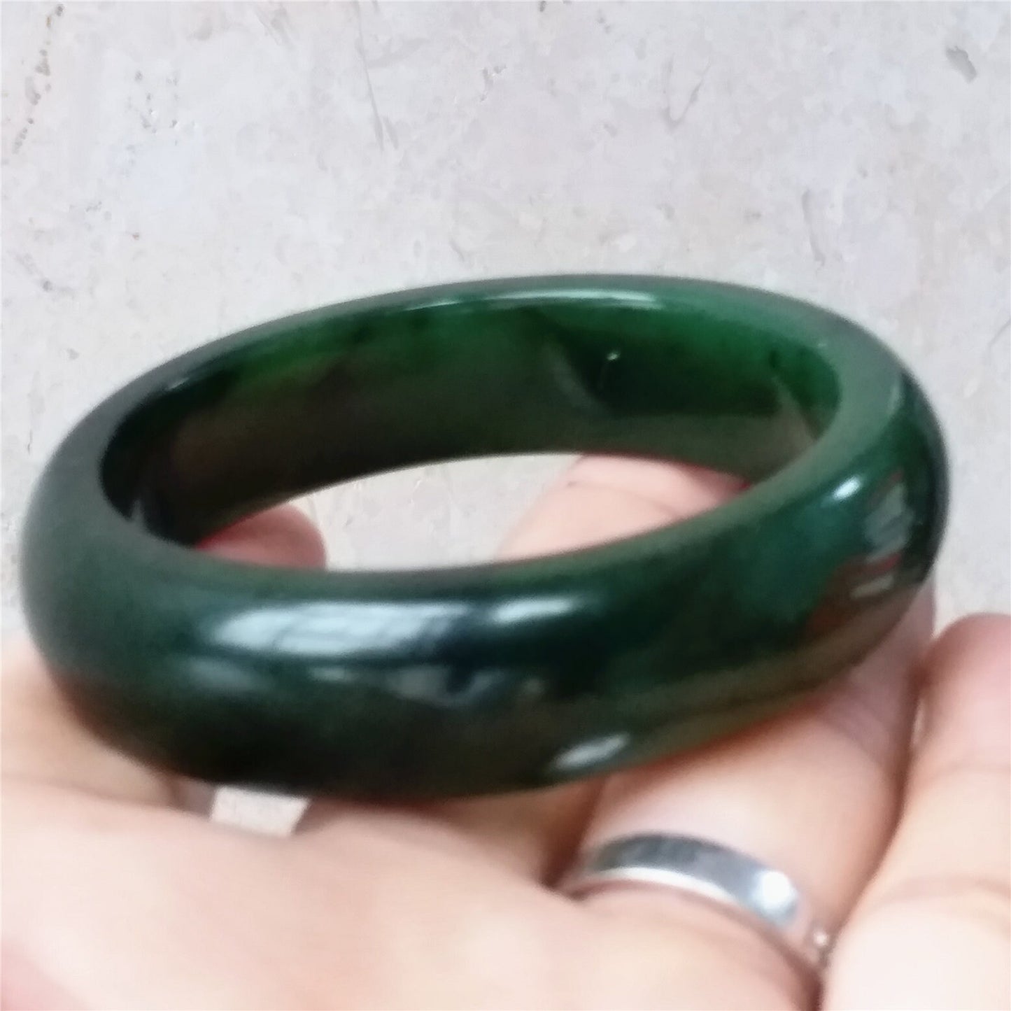 52.7mm Grade A Nephrite Round bangle Natural Green stone Canadian Jade Bracelet Pounamu Nephrite  Jade lady Canadian Jasper BC Greenstone